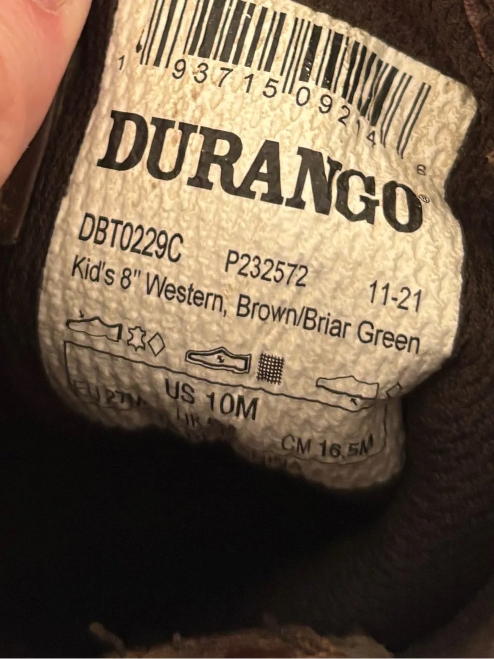 Durango Brown and Green Boys Cowboy Boots